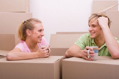 Packed boxes ready for a local home move in West Kensington