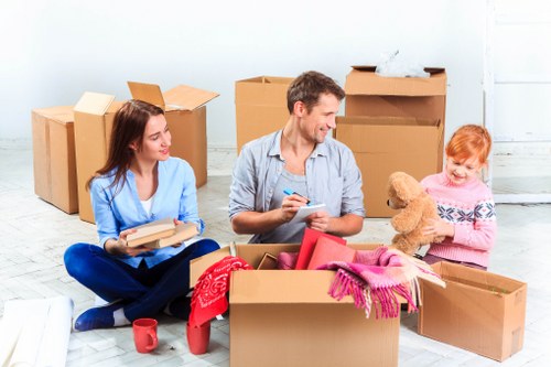 Packed boxes and furniture ready for local home removals
